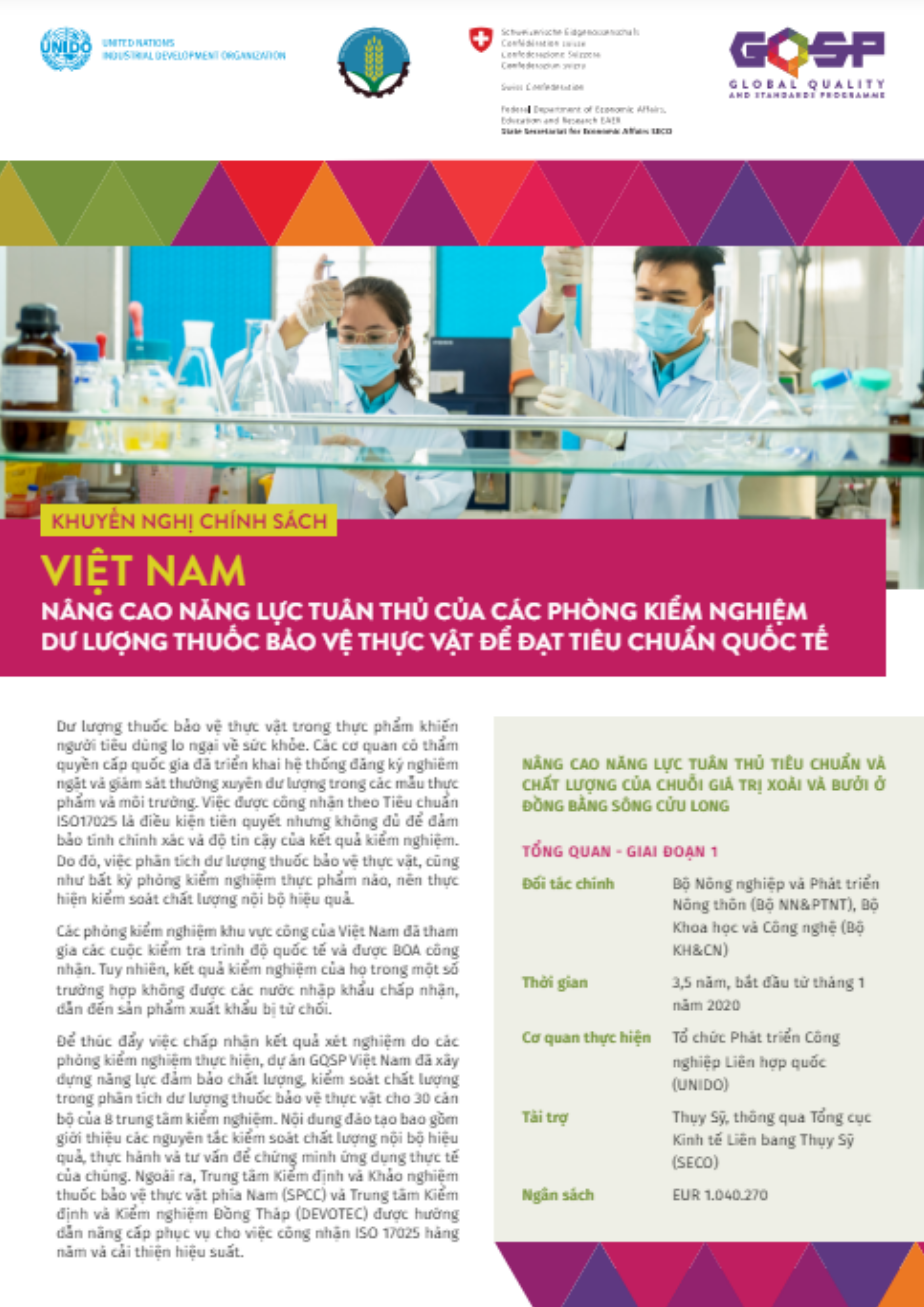 Khuyến nghị chính sách - Nâng cao năng lực tuân thủ của các phòng kiểm nghiệm dư lượng thuốc bảo vệ thực vật để đạt tiêu chuẩn quốc tế